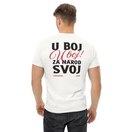 Majica u boj u boj muška – stražnja strana na osobi – Crojačnica